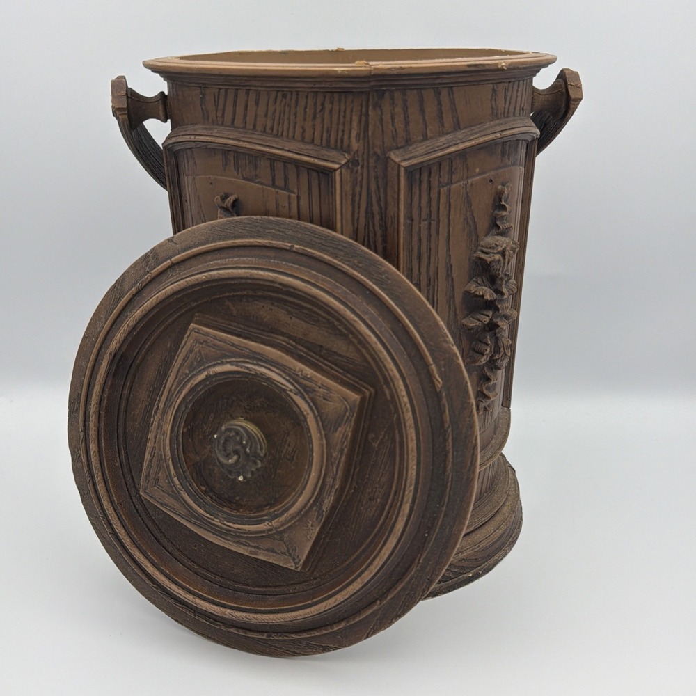 VTG Insulated Ice Bucket Faux Wood Flower Pattern Wine Champagne Bottle Cool Lid